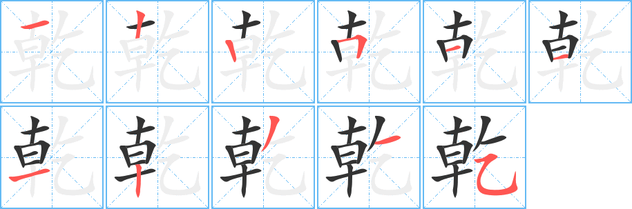 乾字筆畫寫法