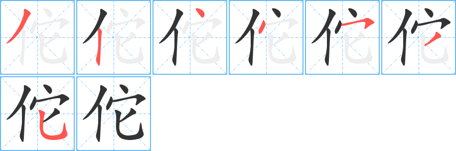 佗字筆畫寫法