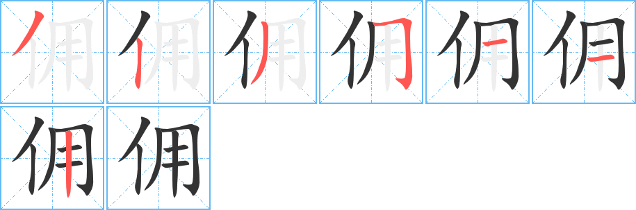 傭字筆畫寫法
