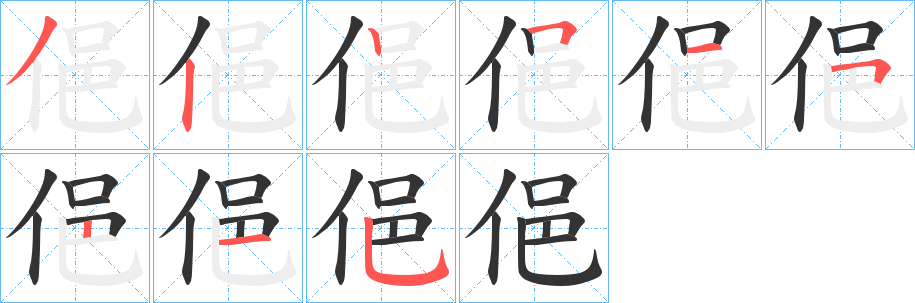 俋字筆畫寫法