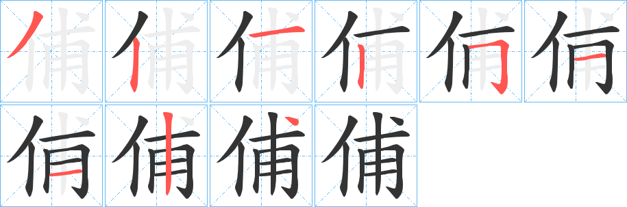 俌字筆畫寫法
