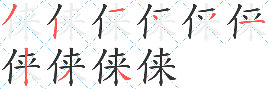 俫字筆畫寫法
