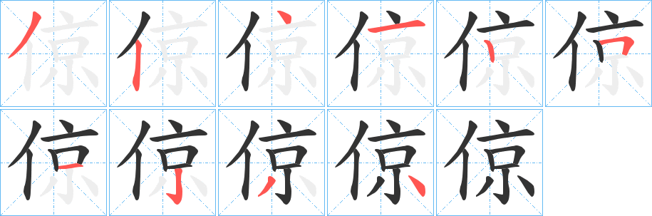 倞字筆畫寫法