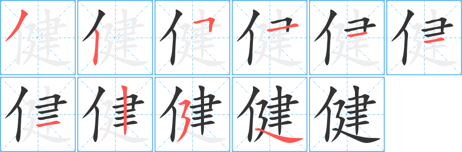 健字筆畫寫法
