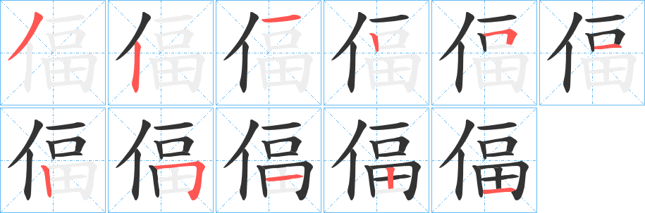 偪字筆畫寫法