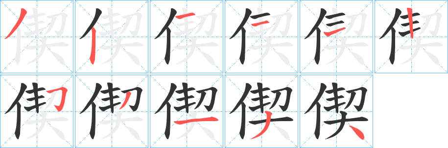偰字筆畫寫法
