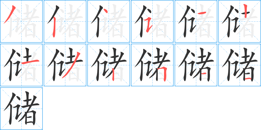 儲字筆畫寫法