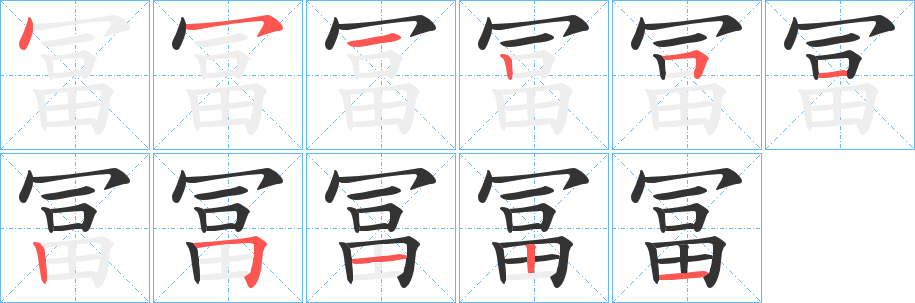 冨字筆畫寫法