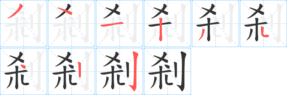 剎字筆畫寫法