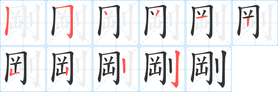 剛字筆畫寫法