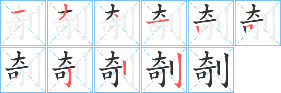 剞字筆畫寫法