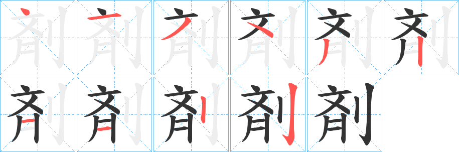 剤字筆畫寫法