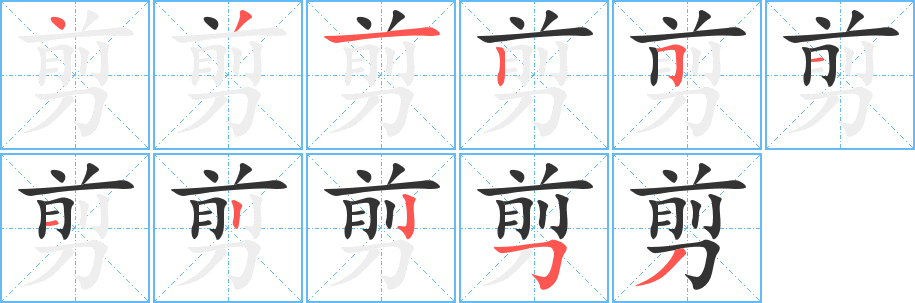 剪字筆畫寫法