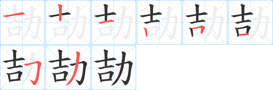 劼字筆畫寫法