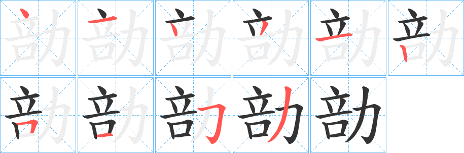 勏字筆畫寫法