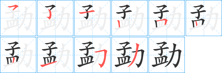勐字筆畫寫法