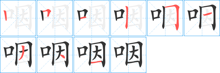 咽字筆畫寫法