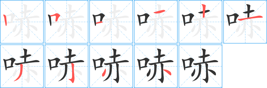 哧字筆畫寫法