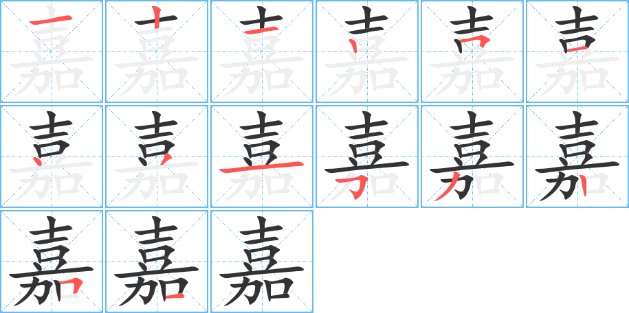 嘉字筆畫寫法