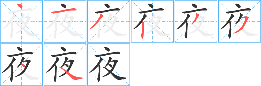 夜字筆畫寫法
