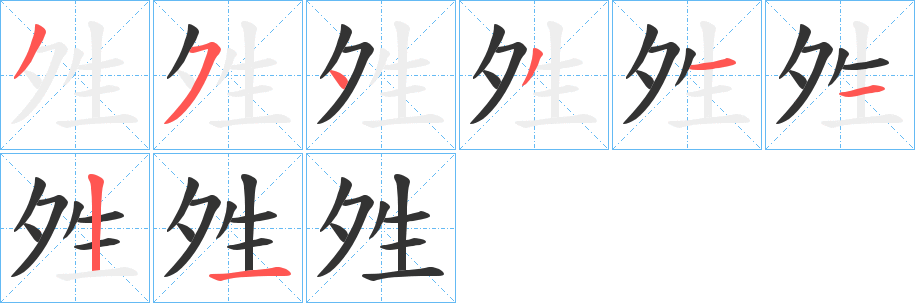 夝字筆畫寫法