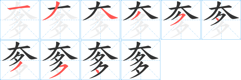 奓字筆畫寫法