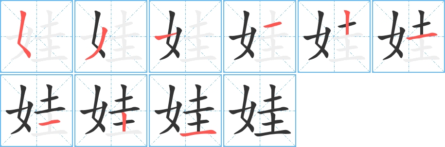 娃字筆畫寫法