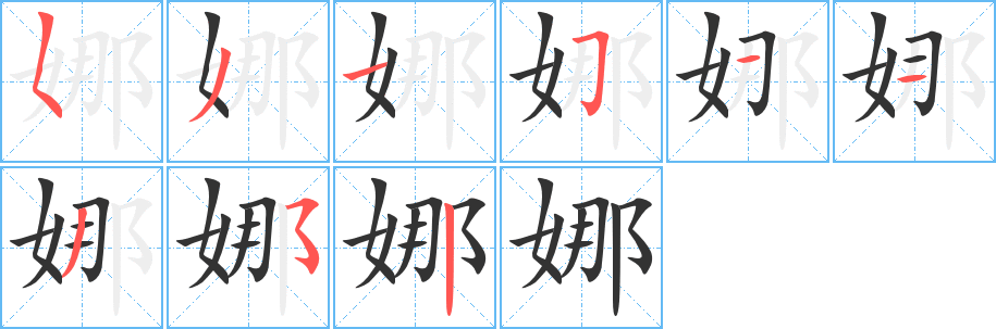 娜字筆畫寫法