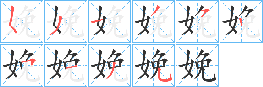 娩字筆畫寫法