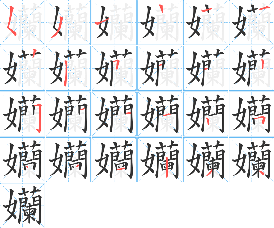 孏字筆畫寫法