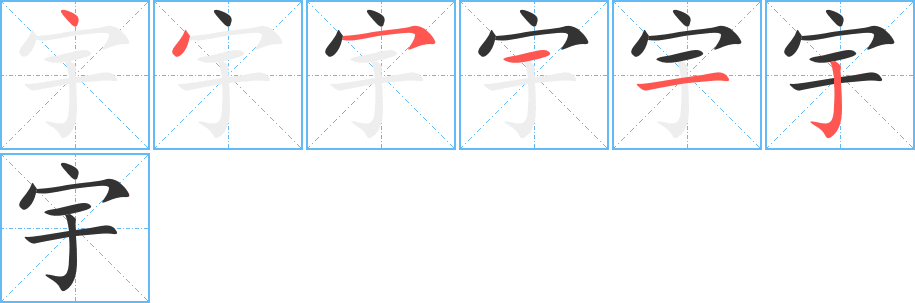 宇字筆畫寫法