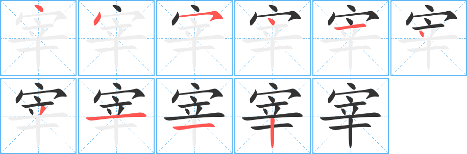 宰字筆畫寫法