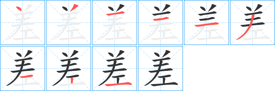 差字筆畫寫法