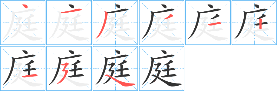 庭字筆畫寫法