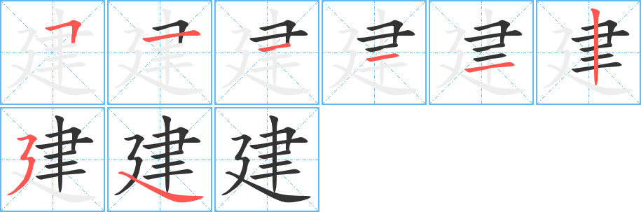 建字筆畫(huà)寫(xiě)法