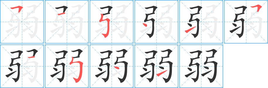 弱字筆畫寫法