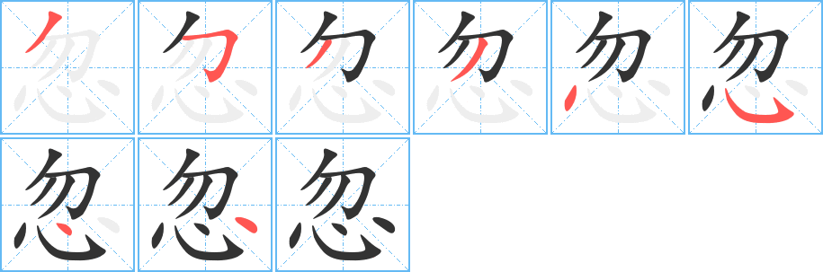 忽字筆畫寫法