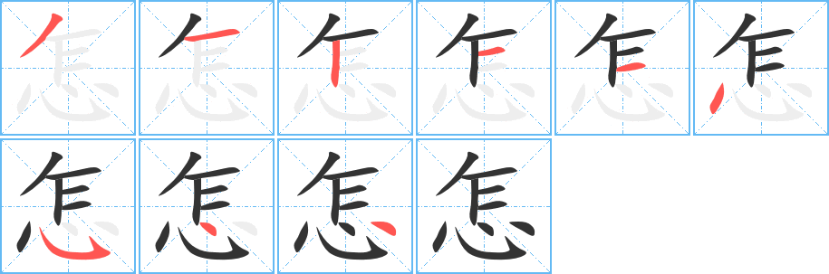 怎字筆畫寫法