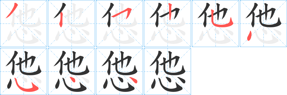 怹字筆畫寫法