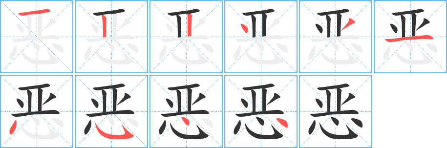 惡字筆畫寫法