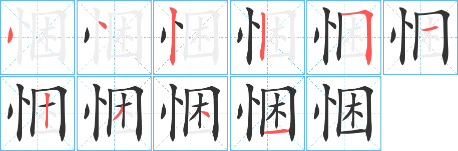 悃字筆畫寫法