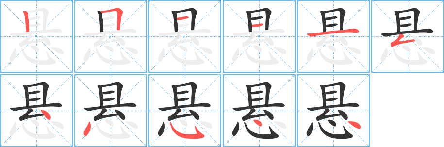 懸字筆畫(huà)寫(xiě)法