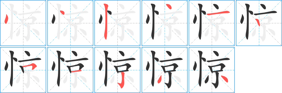 驚字筆畫寫法