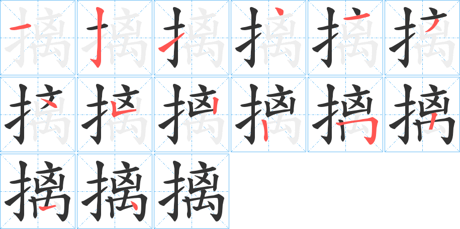 摛字筆畫寫法