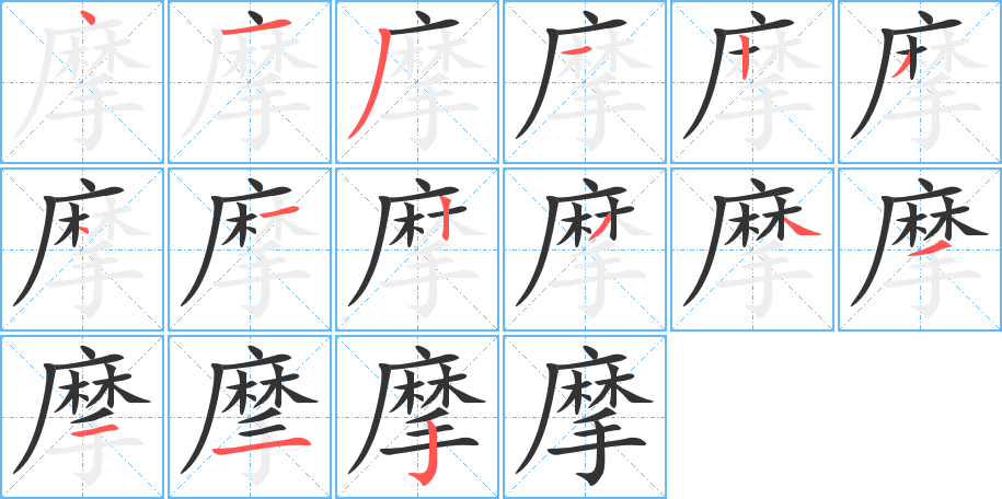 摩字筆畫寫法