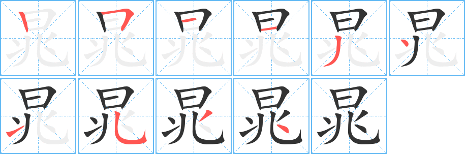 晁字筆畫寫法