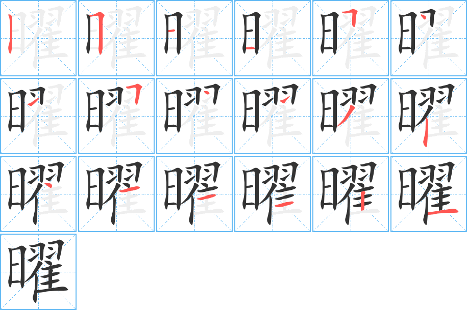 曜字筆畫寫法