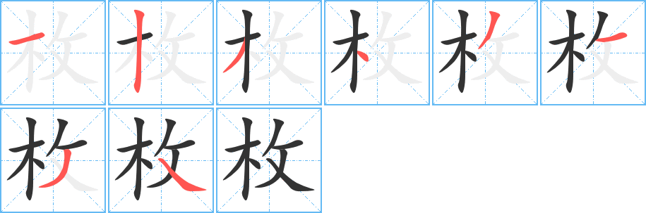 枚字筆畫寫法