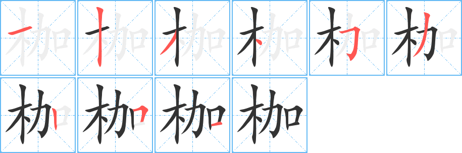 枷字筆畫寫法