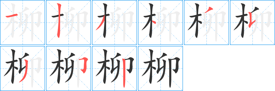 柳字筆畫寫法